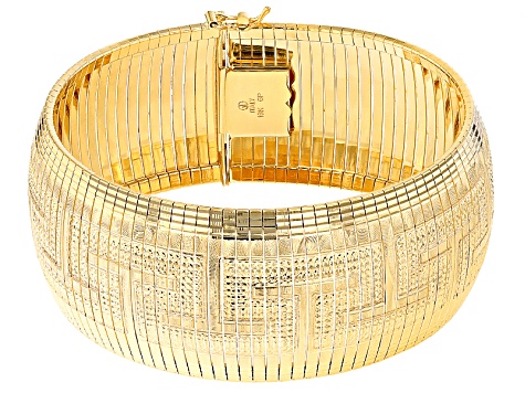 18k Yellow Gold Over Bronze Omega Link Bracelet 7.5 inch