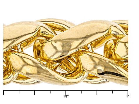 18k Yellow Gold Over Bronze Wheat Link Lion Head Bracelet 9 inch