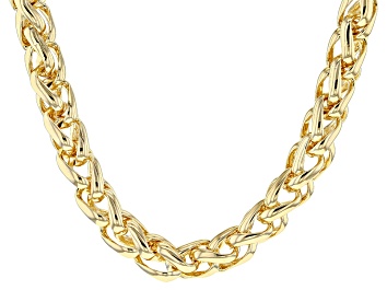 18k Yellow Gold Over Sterling Silver Two-Tone 4mm "Ghiaccio" Diamond-Cut Bead 20 Inch Chain
