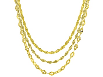 Picture of 18k Yellow Gold Over Bronze Herringbone Mirror Rope Link Chain Set Of 3