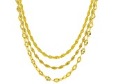 18k Yellow Gold Over Bronze Herringbone Cable Rope Link Chain Set Of 3