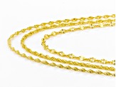 18k Yellow Gold Over Bronze Herringbone Cable Rope Link Chain Set Of 3