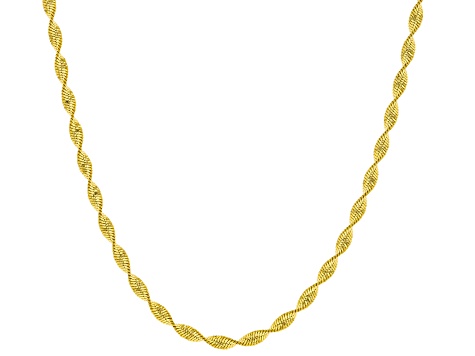 18k Yellow Gold Over Bronze Herringbone Mirror Rope Link Chain Set Of 3 BEC813 JTV