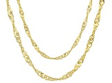 18k Yellow Gold Over Bronze Singapore Link Chain Necklace Set Of 2 20/24 inch