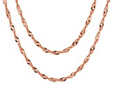 18k Rose Gold Over Bronze Singapore Chain Necklace Set Of Two