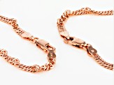 18k Rose Gold Over Bronze Singapore Chain Necklace Set Of Two