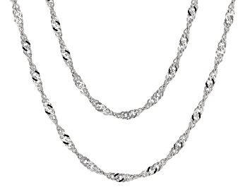 Picture of Rhodium Over Bronze Singapore Chain Necklace Set Of Two