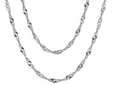 Rhodium Over Bronze Singapore Chain Necklace Set Of Two