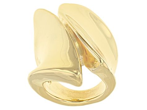 18k Yellow Gold Over Bronze Statement Ring