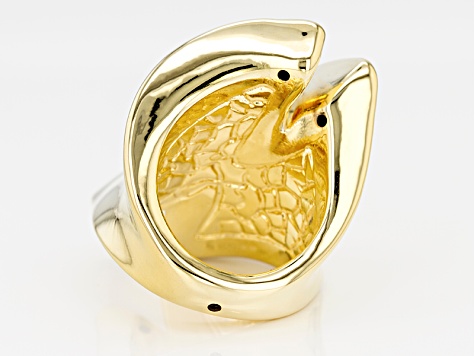 18k Yellow Gold Over Bronze Statement Ring