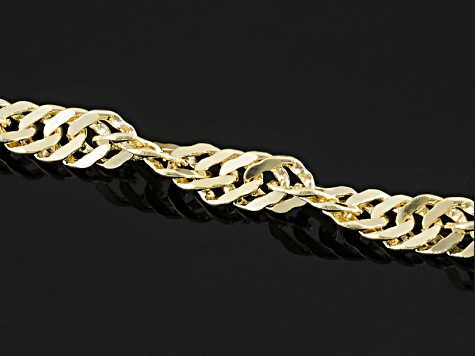 18k Yellow Gold Over Bronze Singapore Chain Necklace