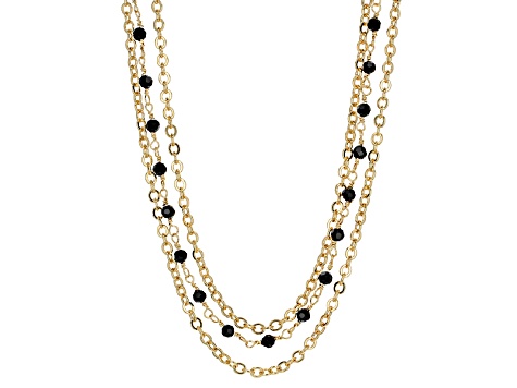 18k Yellow Gold Over Bronze Multi-Strand Station Necklace 22 inch