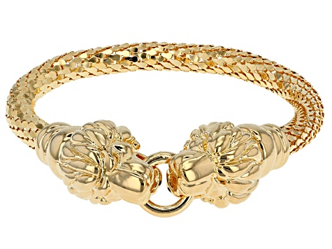 18k Yellow Gold Over Bronze Lion Head Bracelet 7 5 Inch Bec897 18k Yellow Gold Over Bronze Lion Head Bracelet 7 5 Inch