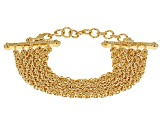 18k Yellow Gold Over Bronze 5 Row Byzantine Bracelet 9 inch