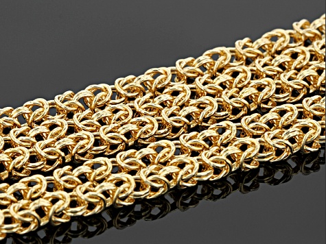 18k Yellow Gold Over Bronze 5 Row Byzantine Bracelet 9 inch