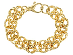 18k Yellow Gold Over Bronze Byzantine Bracelet 8.5 inch