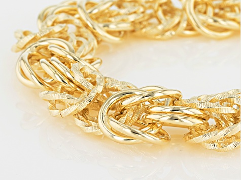 18k Yellow Gold Over Bronze Byzantine Bracelet 8.5 inch
