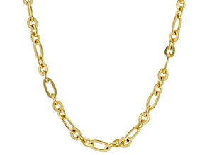 18k Yellow Gold Over Bronze Figaro Chain Necklace 34 inches