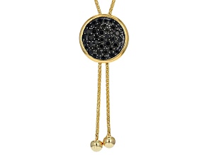 Black Spinel 18k Yellow Gold And Rhodium Over Bronze Lariat Necklace