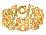 18k Yellow Gold Over Bronze Byzantine Bracelet 7.75 inch
