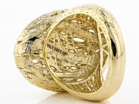 18k Yellow Gold Over Bronze Lattice Oval Ring