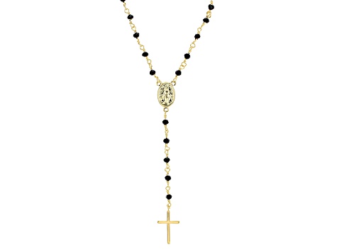 black and gold rosary necklace