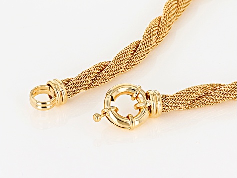 14K Gold 5 Strand Knotted Mesh Necklace