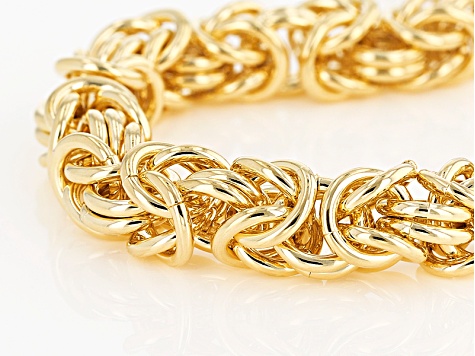 18k Yellow Gold Over Bronze Byzantine Sliding Adjustable Bracelet