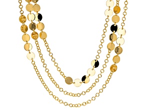 18k Yellow Gold Over Bronze Disc Station 30 inch Necklace