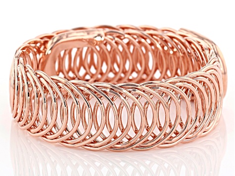 18k Rose Gold Over Bronze Curb Bangle Bracelet 8 inch ...