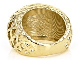 18k Yellow Gold Over Bronze Domed Cut Ring