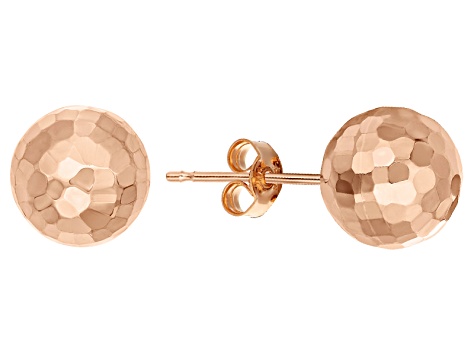 14k Rose Gold 8mm Hammered Ball Earrings