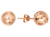 14k Rose Gold 8mm Hammered Ball Earrings