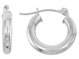 14k White Gold 3mm Thick 15mm Classic Hoop Earrings