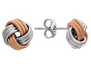 14k Two-Tone Gold Textured Love Knot Earrings
