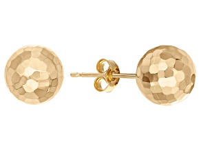 14k Yellow Gold 8mm Hammered Ball Earrings