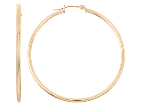 14k Yellow Gold 2mm Thick 50mm Classic Hoop Earrings