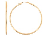 14k Yellow Gold 2mm Thick 50mm Classic Hoop Earrings