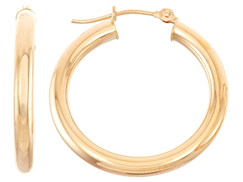 14k Yellow Gold 3mm Thick 25mm Classic Hoop Earrings