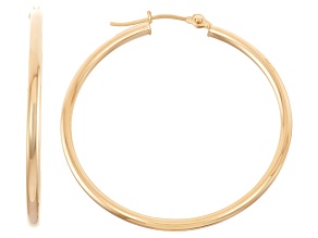 14k Yellow Gold 2mm Thick 35mm Classic Hoop Earrings