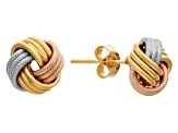 10k Tri-Color Gold Textured Love Knot Earrings