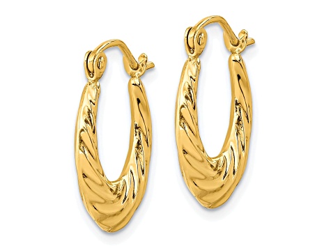 10k Yellow Gold Fancy Small Hoop Earrings