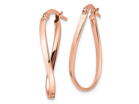 10k Rose Gold 26mm x 9mm Polished Hinged Hoop Earrings