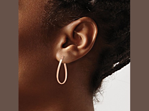 10k Rose Gold 26mm x 9mm Polished Hinged Hoop Earrings
