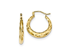 10k Yellow Gold Polished & Diamond-Cut Hoop Earrings
