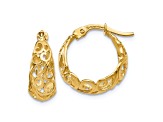 10k Yellow Gold 16mm x 6mm Polished Hinged Hoop Earrings