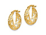10k Yellow Gold 16mm x 6mm Polished Hinged Hoop Earrings