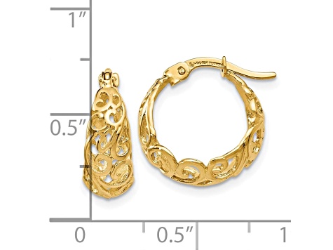 10k Yellow Gold 16mm x 6mm Polished Hinged Hoop Earrings