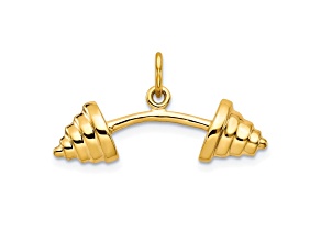 10k Yellow Gold Solid Barbell Charm