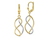 10k Yellow Gold With Rhodium Polished Leverback Earrings
